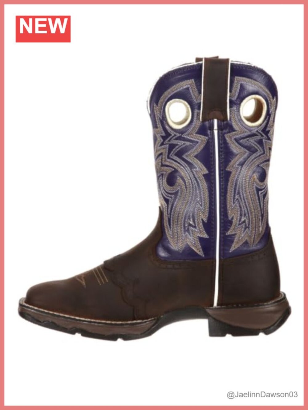 Durango Lady Western Boot Square Toe Leather Mesh Mid-Calf Work Boot